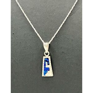 ACA# Sterling 925 Silver Necklace with Ocean Blue Abalone InlaySilver 925 Pendan